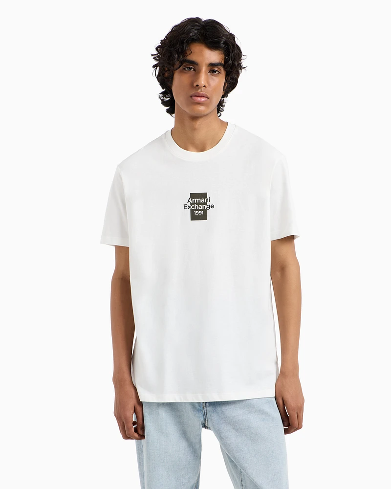 Armani Exchange - Regular fit cotton T-shirt with logo, Man, White, Size: