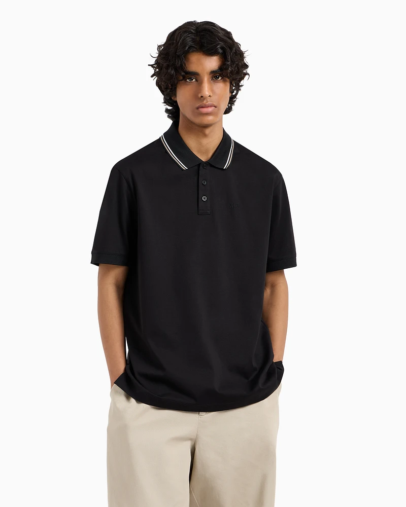 Armani Exchange - Regular fit polo shirt mercerised cotton, Man, Black, Size: