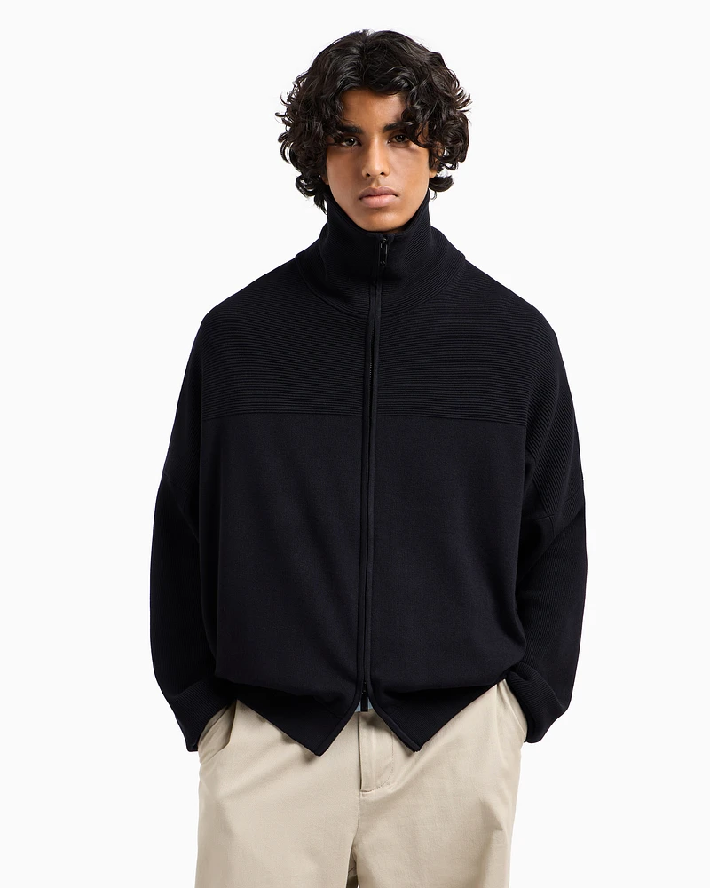 Armani Exchange - ASV Fabric Zip Up Cardigan, Man, Navy Blue, Size: