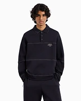 Armani Exchange - Bonded stretch polo sweatshirt, Man, Navy Blue, Size: