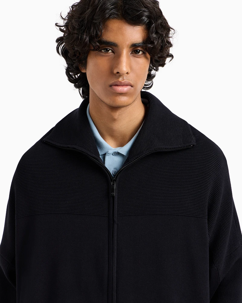 Armani Exchange - ASV Fabric Zip Up Cardigan, Man, Navy Blue, Size: