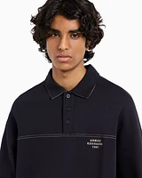 Armani Exchange - Bonded stretch polo sweatshirt, Man, Navy Blue, Size: