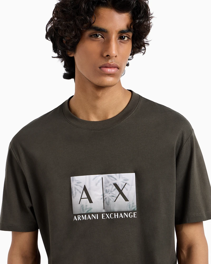 Armani Exchange - Regular fit T-shirt with maxi logo, Man, Green, Size: