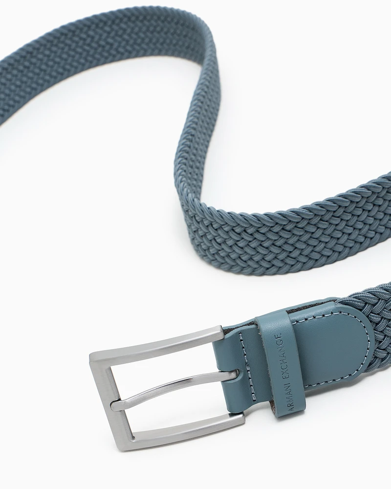 Armani Exchange - Woven fabric belt, Man, Light Blue, Size: