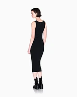 Armani Exchange - ASV Knitted Pencil Midi Dress, Woman, Black, Size: