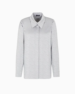 Emporio Armani - Shirt with chevron motif print, Woman, Grey, Size: