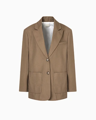 Emporio Armani - ASV lightweight gabardine blazer from the Peace capsule collection, Woman, Beige, Size:
