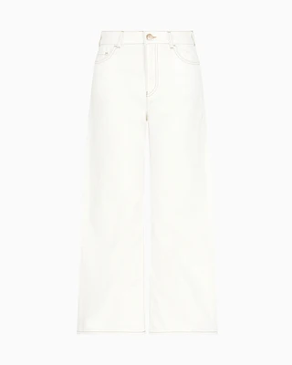 Emporio Armani - J33 mid-rise, cropped wide-leg jeans garment-dyed bull, Woman, White, Size: