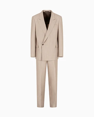 Emporio Armani - VIRGIN WOOL REGULAR FIT SUIT, Man, Beige, Size: