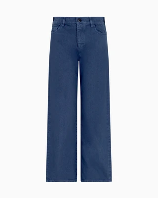 Emporio Armani - J33 mid-rise, cropped wide-leg jeans garment-dyed bull, Woman, Blue, Size: