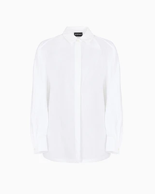 Emporio Armani - Oversized shirt with poplin flap on the back, Woman, White, Size: