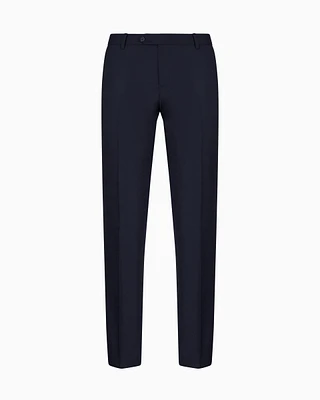 Emporio Armani - Worsted virgin-wool, creased trousers, Man, Navy Blue, Size: