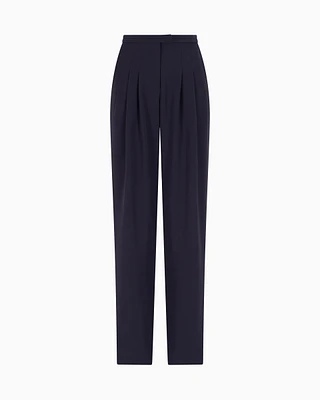 Emporio Armani - Darted trousers technical cady, Woman, Navy Blue, Size: