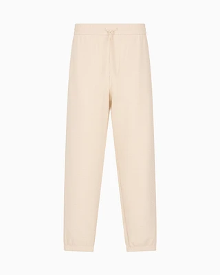 Emporio Armani - ASV Lyocell blend jersey joggers with all-over lettering, Man, White, Size: