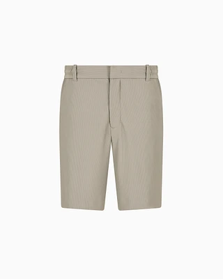 Emporio Armani - Canneté-effect stretch nylon Bermuda shorts, Man, Beige, Size: