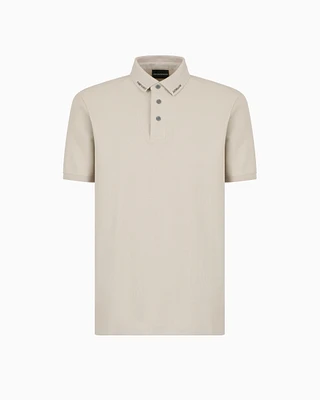 Emporio Armani - Jersey polo shirt with logo collar, Man, Beige, Size: