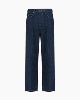 Emporio Armani - J80 twist-fit, washed denim jeans, Man, Blue, Size: