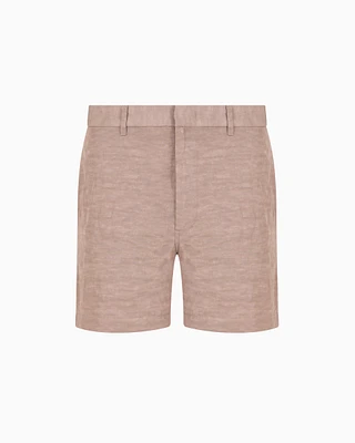 Emporio Armani - Linen-blend shorts, Man, Beige, Size: 50