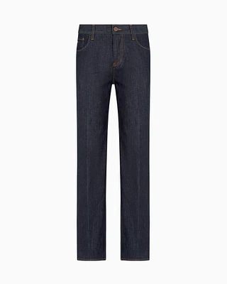 Emporio Armani - J76 straight-fit dark blue denim jeans, Man, Blue, Size: