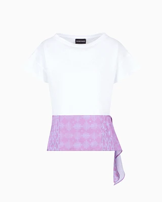 Emporio Armani - Cotton jersey T-shirt with knot , Woman, White, Size: