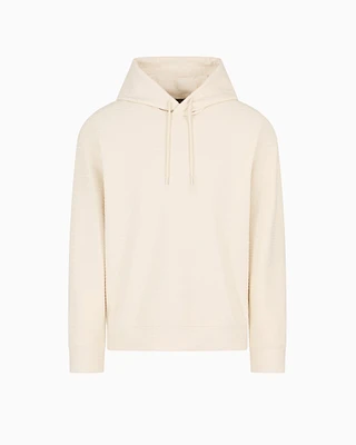 Emporio Armani - ASV jersey-Lyocell blend hooded sweatshirt with all-over lettering, Man, White, Size: