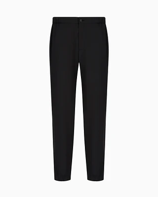 Emporio Armani - Natural stretch canvas trousers with elasticated cuffs, Man, Black, Size: