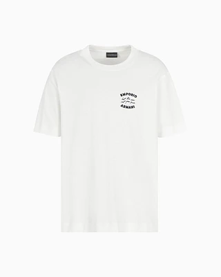 Emporio Armani - ASV Jersey T-shirt with ‘Let the sea set you free’ embroidery, Man, White, Size: