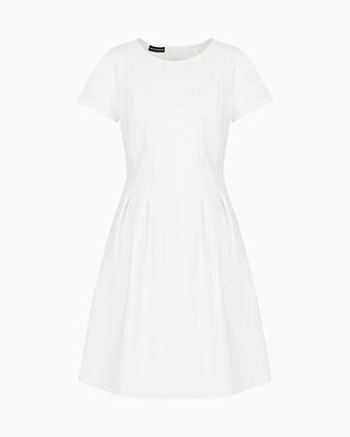 Emporio Armani - Couture cotton blend dress with pleats, Woman, White, Size: