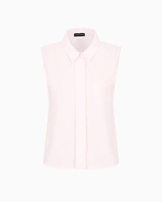 Emporio Armani - Fluid crêpe sleeveless blouse, Woman, Pink, Size: