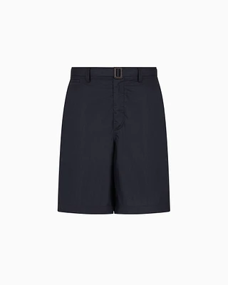 Emporio Armani - Pima cotton Bermuda shorts with belt, Man, Navy_blue, Size: