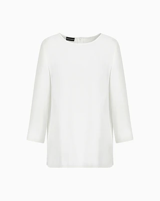 Emporio Armani - Envers-satin blouse with 3/4 sleeves, Woman, White, Size: