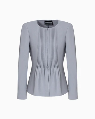 Emporio Armani - Jacket pleated fluid armure fabric, Woman, Grey, Size: