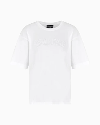 Emporio Armani - Supima jersey T-shirt with Icon logo embroidery, Woman, White, Size: