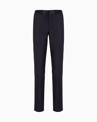Emporio Armani - Worsted virgin-wool trousers, Man, Navy Blue, Size: