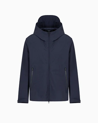 Emporio Armani - Travel Essentials water-repellent nylon hooded blouson, Man, Navy Blue, Size: