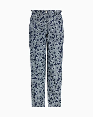 Emporio Armani - Denim jeans with all-over jacquard daisies from the Peace capsule collection, Woman, Patterned, Size: