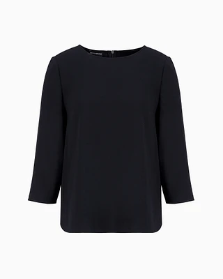 Emporio Armani - Envers-satin blouse with 3/4 sleeves, Woman, Navy Blue, Size: