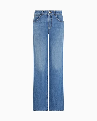 Emporio Armani - J9D mid-rise jeans with flared hem denim, Woman, Blue, Size: