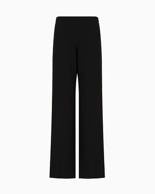 Emporio Armani - Cady crêpe palazzo trousers, Woman, Black, Size: