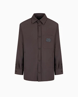 Emporio Armani - Nylon shirt jacket with patch pocket and logo patch, Man, Grey, Size: