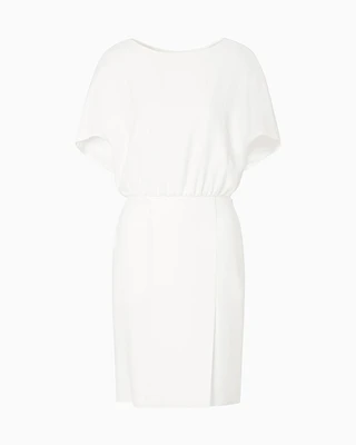 Emporio Armani - Technical cady dress with batwing sleeves , Woman, White, Size: