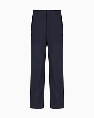 Emporio Armani - Viscose-nylon trousers, Man, Navy_blue, Size: