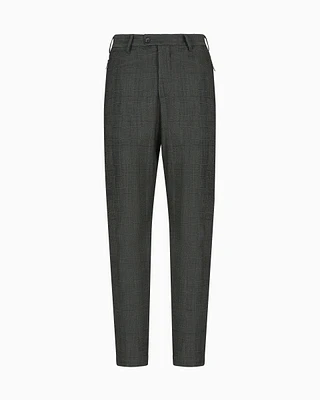 Emporio Armani - Virgin-wool trousers with 3D-effect weave, Man, Grey, Size: