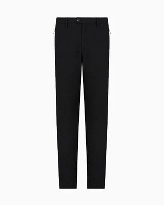 Emporio Armani - Virgin-wool trousers with 3D-effect weave, Man, Black, Size: