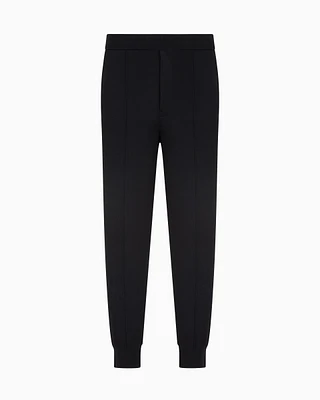 Emporio Armani - Plain-knit joggers with front ribs, Man, Blue, Size: