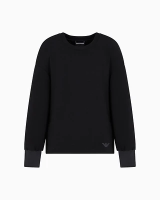 Emporio Armani - Scuba fabric sweatshirt with side slits, Woman, Black, Size: