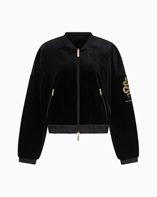 Emporio Armani - reversible chenille bomber jacket, Woman, Black, Size: