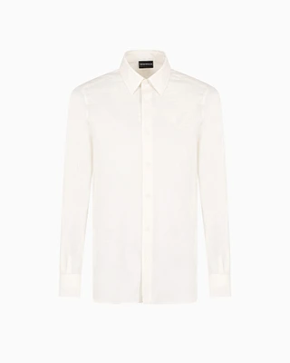 Emporio Armani - Printed-pattern stretch cotton shirt, Man, White, Size: