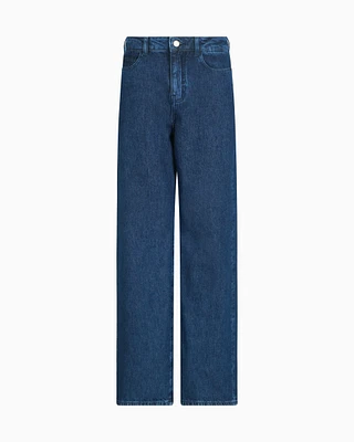 Emporio Armani - J8B mid-rise wide-leg denim jeans, Woman, Blue, Size: