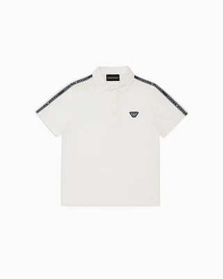 Emporio Armani - Pima jersey polo shirt with logo tape, Boy, White, Size: